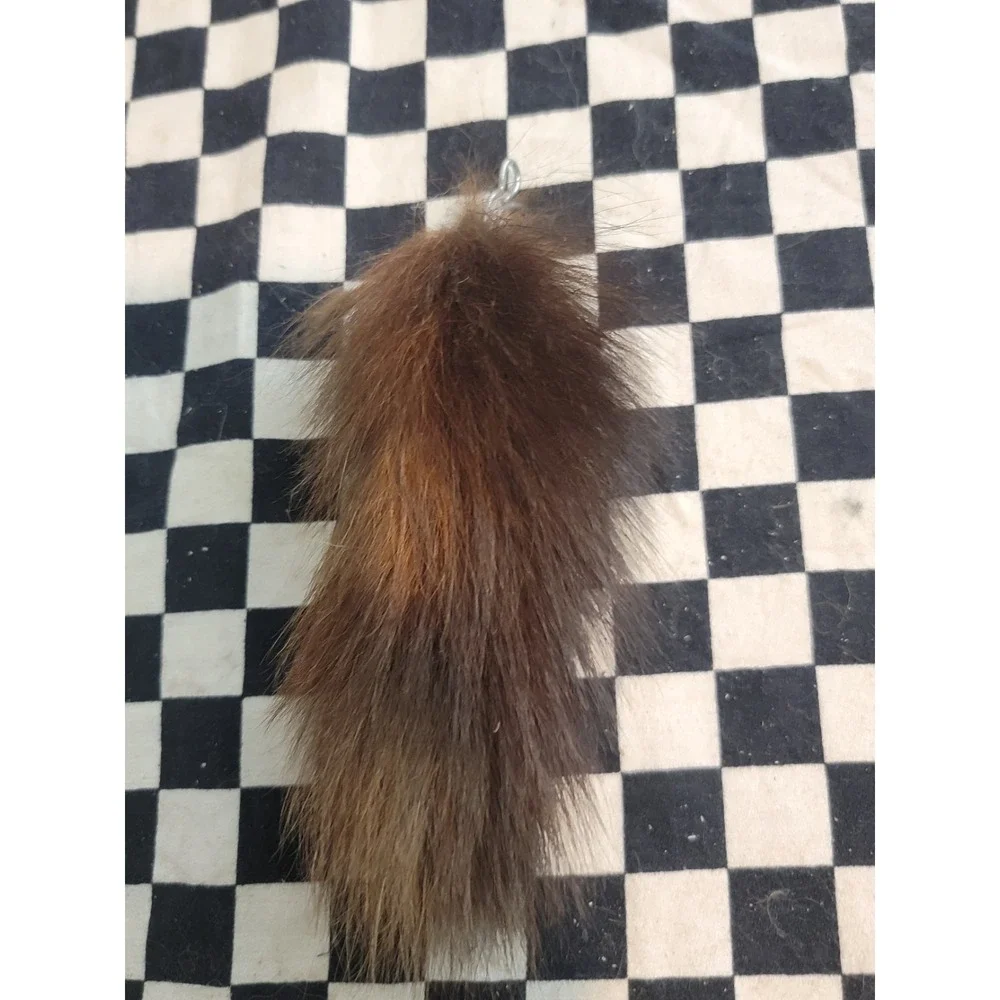 Real Tanned Fur Tail w/ Clip | Natural Brown Fur | Craft / Lure / Decor